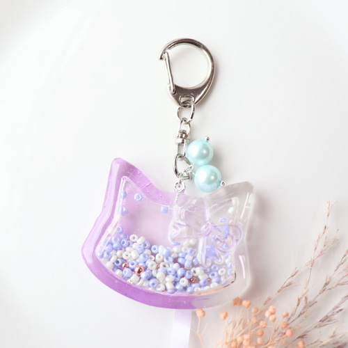 ねこ シャカシャカ キーホルダー レジン シェイカー