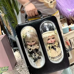 日本人形 陶器製 バック持つ ダレスバッグ ドクターズバッグ リザード レザー 牛革付属 豊岡