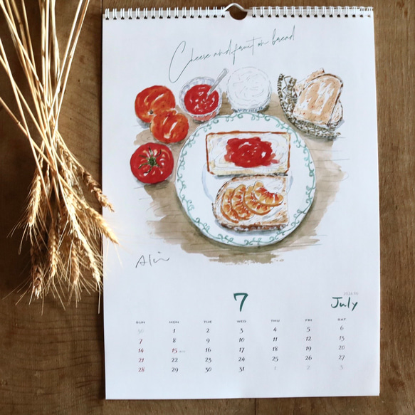 【A3】2024年パンのカレンダー（壁掛け／ハンガー付き） 8枚目の画像