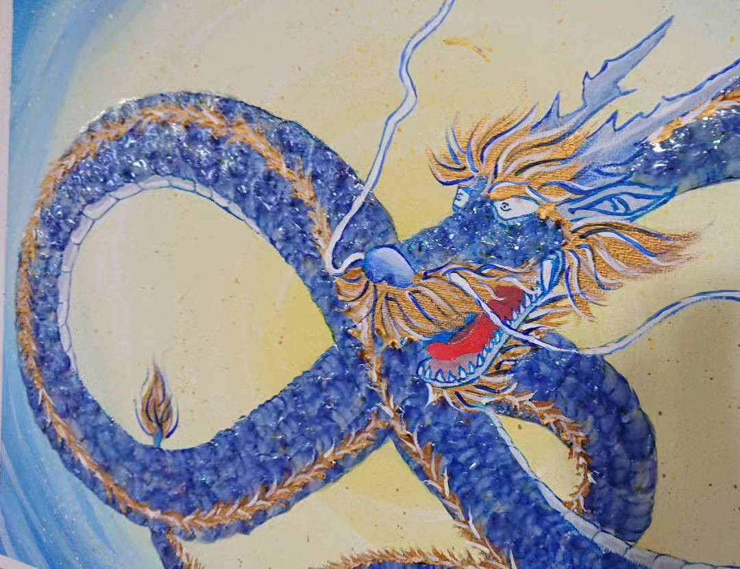 原画 龍 送料込み S6 四神 動物画 絵画 アクリル画 現代アート