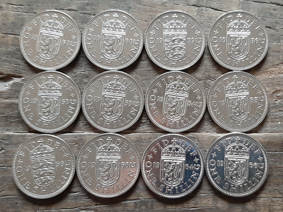 12枚セット イギリス 1953年~1966年 シリング 英国コイン 美品です 本物   スコットランドライオンデザイン 1枚目の画像