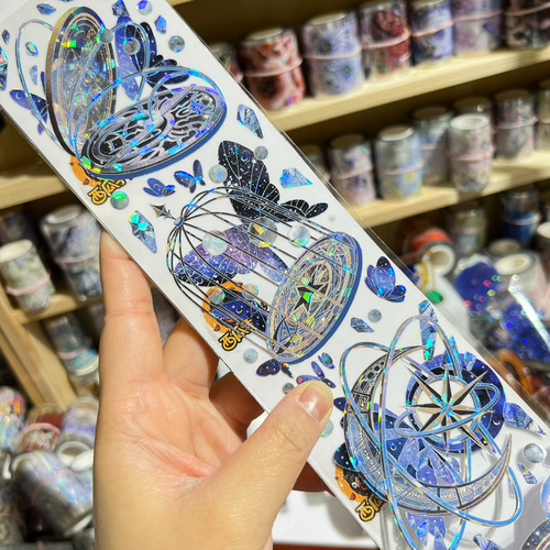 海外PETテープ 切り売り 蝶 鳥かご 惑星 星雲詭局/蒼穹詭局 海外マステ