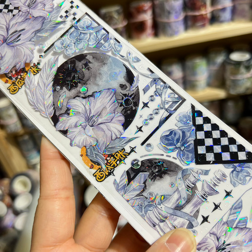 海外PETテープ 切り売り 花 月 孤月執花 海外マステ コラージュ