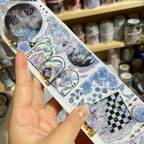 海外PETテープ 切り売り 花 月 孤月執花 海外マステ コラージュ