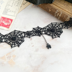 蜘蛛網黑色蕾絲頸鍊 SV571 第9張的照片