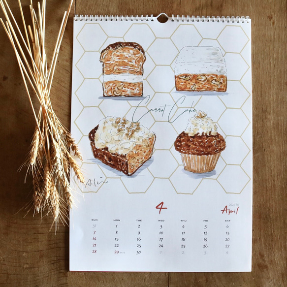 【大小セット】2024年パンのカレンダー（壁掛け＆B5） 11枚目の画像