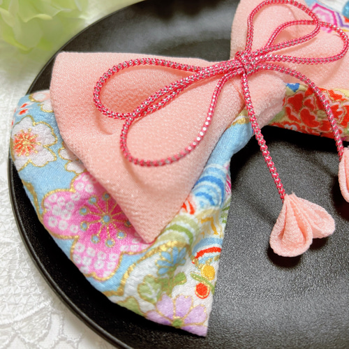 七五三 3歳用セット❗️ベルベット被布 和風テディベアバッグ リボン