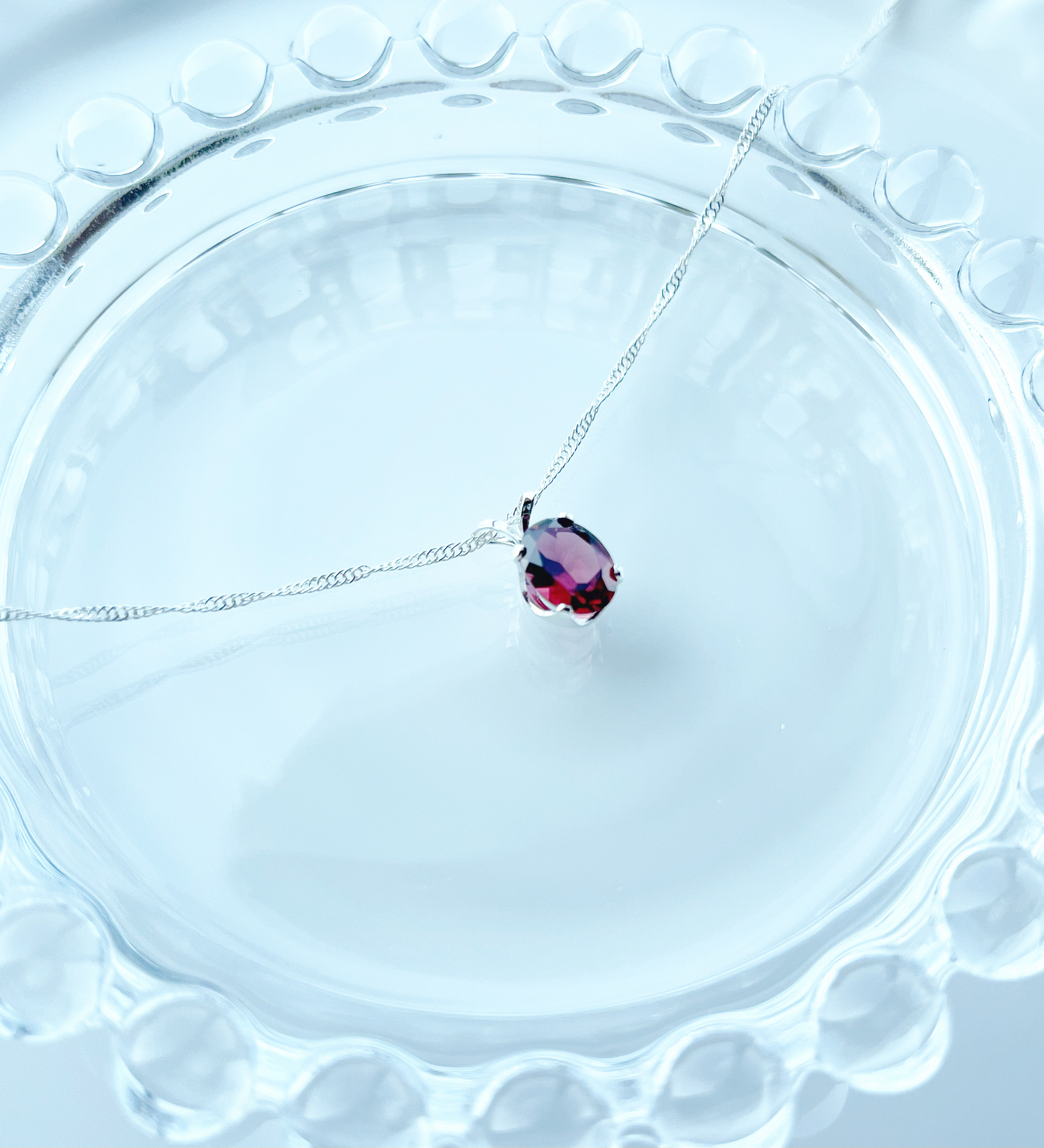 silver925 ローゼライトガーネット〜オーバル˚✧₊⁎ネックレス[天然石Lサイズ]