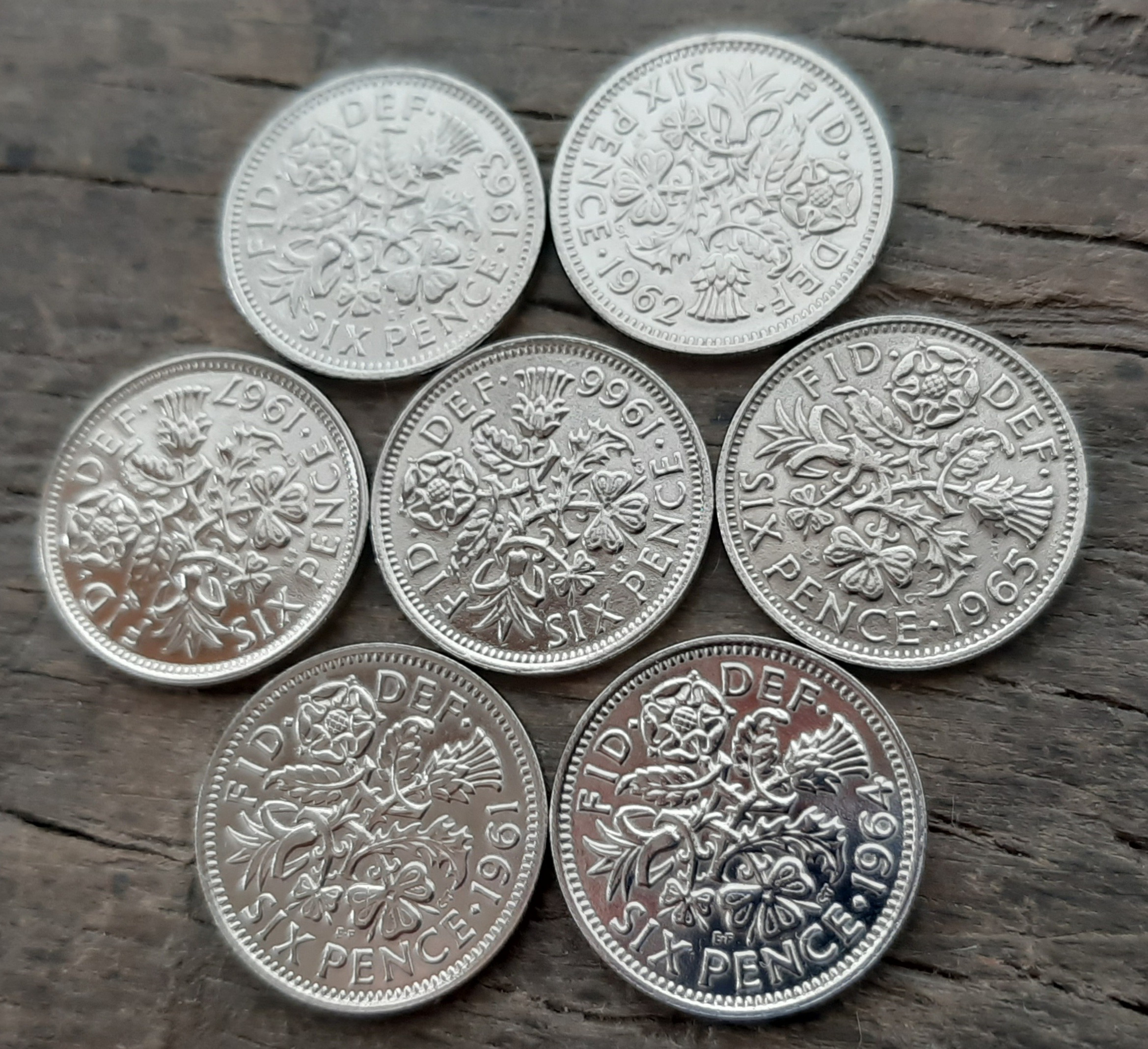 英国幸せのシックスペンス イギリス 7枚セットラッキー6ペンス