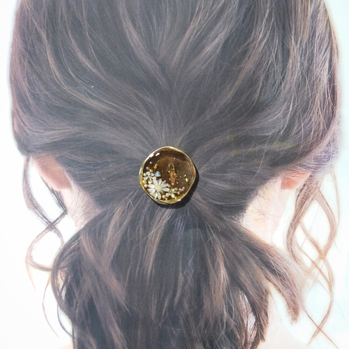 レジンヘアゴム クリップ　くすみピンク　ブラウン e9c8af138e8be510f1bfb9c306a96c