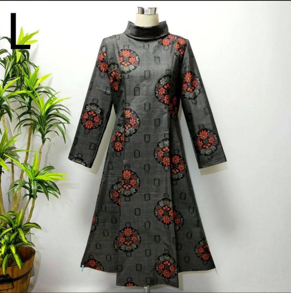 着物リメイク ワンピース 2WAY Aライン 花柄 大人かわいい 正絹 着物リメイク ワンピース 2WAY Aライン 花柄 大人かわいい 正絹
