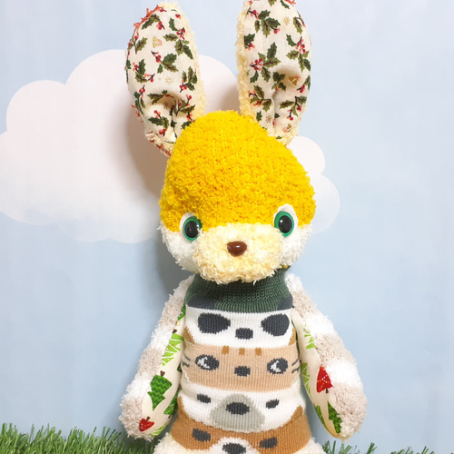 ハンドメイド】ソックドール こんにちは ウサギちゃん ソックラビット