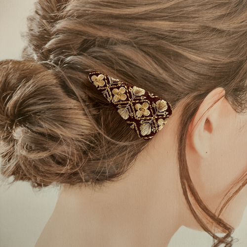 7㌢&6㌢2点Set】カラーが選べるインド刺繍リボンのぱっちん