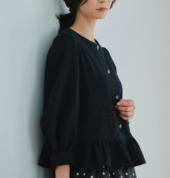 アンナ - Anna blouse - black 3枚目の画像