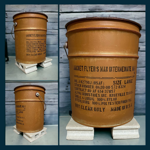 リメイクペール缶 ジャケットタグ 薪入れ 鉢入れ プランター 傘立て