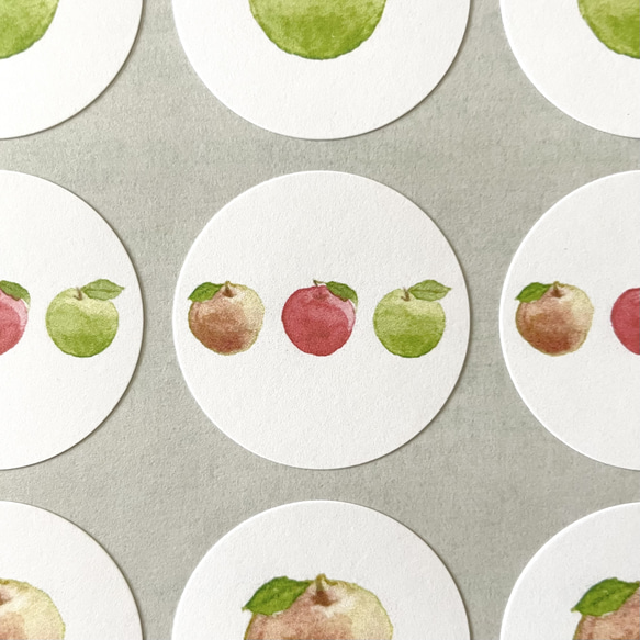 りんごの水彩画のシール 48枚 6枚目の画像