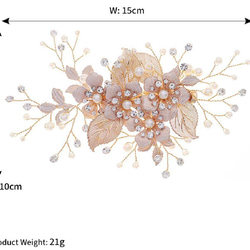 ヘッドドレス&イヤリング2点セット 花&パールゴールドウェディング 結婚式 カ 6枚目の画像
