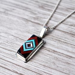 インディアンジュエリー ズニ族インレイペンダント付きチェーン