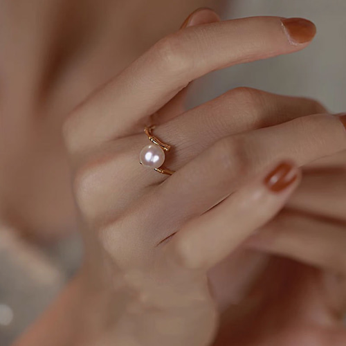シルバー925 竹節 淡水パール リング 指輪 silver925 フリーサイズ