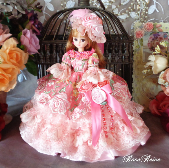 ロマンスミディー 花の妖精 舞い降りた天使 スウィートピンクのミルフィーユドールドレス豪華4点セット 5枚目の画像