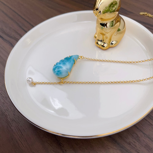 天然無処理 ラリマー デザイン ネックレス No880 ネックレス  