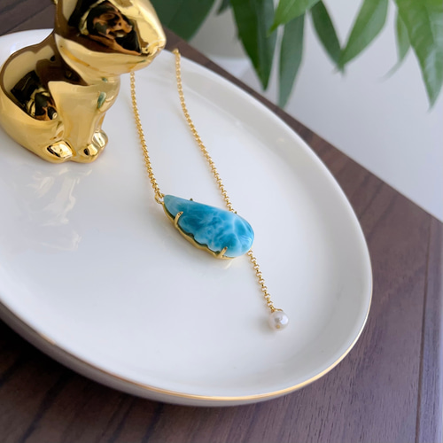 天然無処理 ラリマー デザイン ネックレス No880 ネックレス 