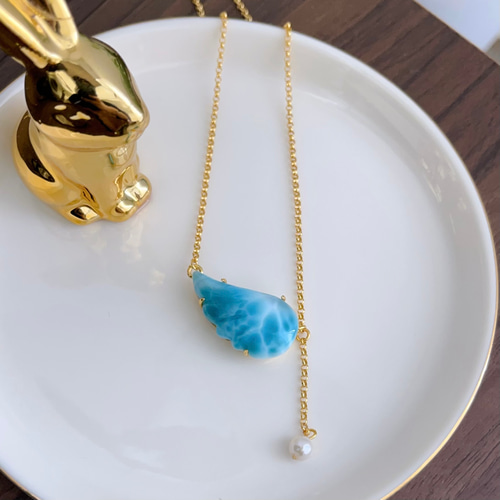 天然無処理 ラリマー デザイン ネックレス No880 ネックレス  