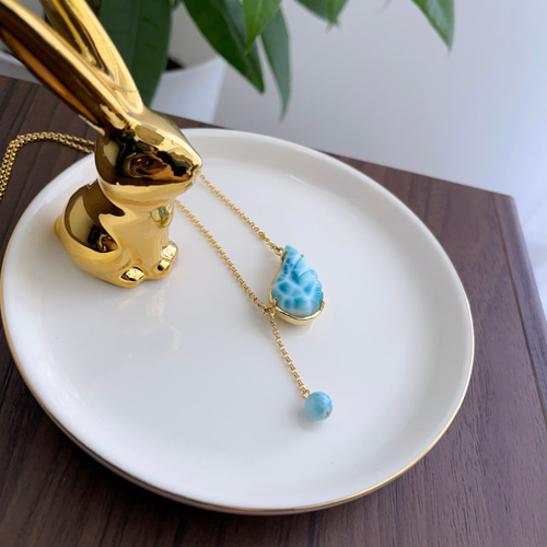 天然無処理 ラリマー デザイン ネックレス No881 ネックレス  