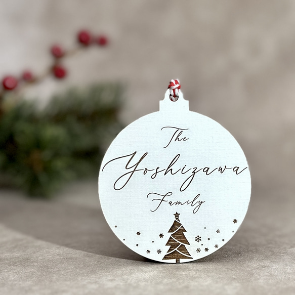 クリスマスオーナメント　名入れ　木製　ネームプレート　ネームタグ　クリスマス飾り 7枚目の画像