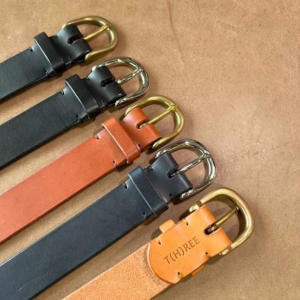 ベルト】 ダークネイビー追加 イタリアンレザー 真鍮 選べる 金具 長さ