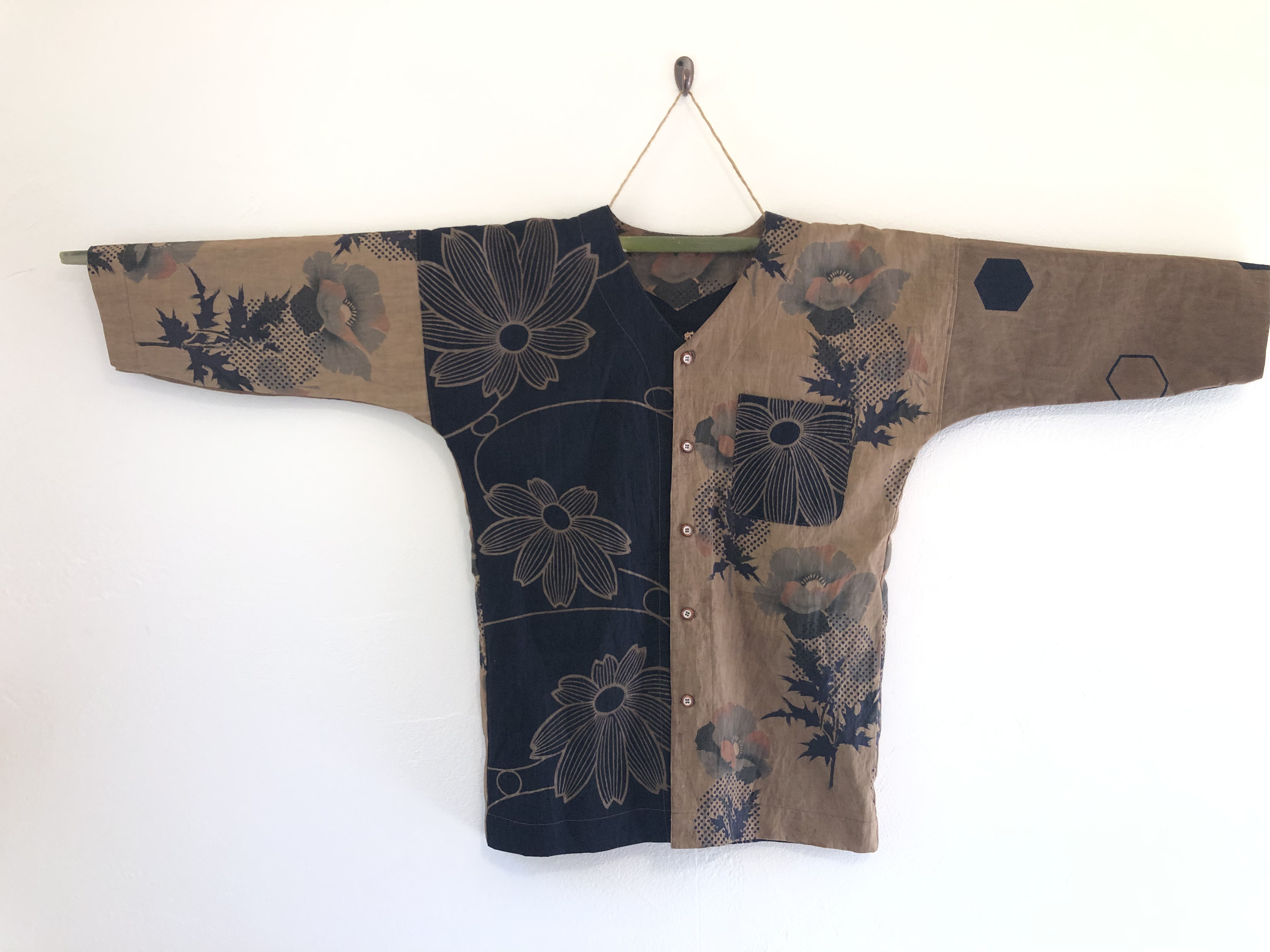 ハンドメイド・柿渋染・着物、浴衣・パフスリーブカットソー