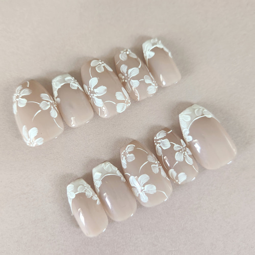 おしゃれフレンチネイル/ネイルチップ/ジェル/ブライダル/結婚式