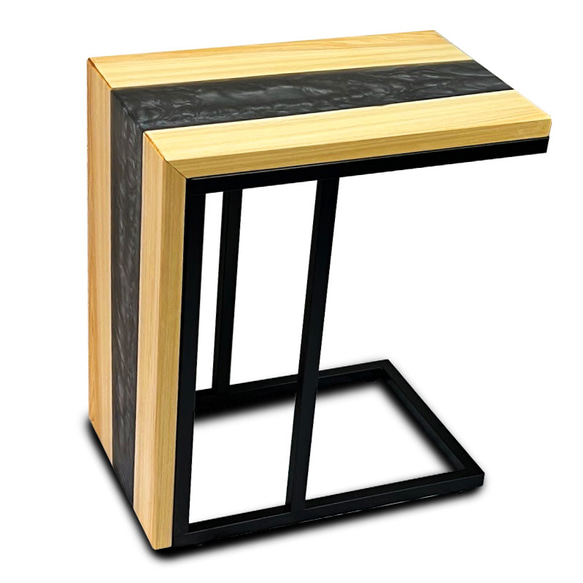 無垢板 ひのき 檜 天然木 サイドテーブル ソファーテーブル W:46cm×D:30cm×H:55cm レジン エポキシ 8枚目の画像