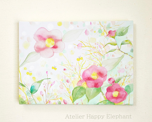 原画 「赤い花」 赤い花が咲くころ【原画 F4】 絵画 Happy Elephant 通販 16619194