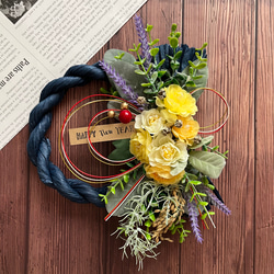 No.137 カラーしめ縄リース2024 ハンドメイドお正月飾り 玄関ドア