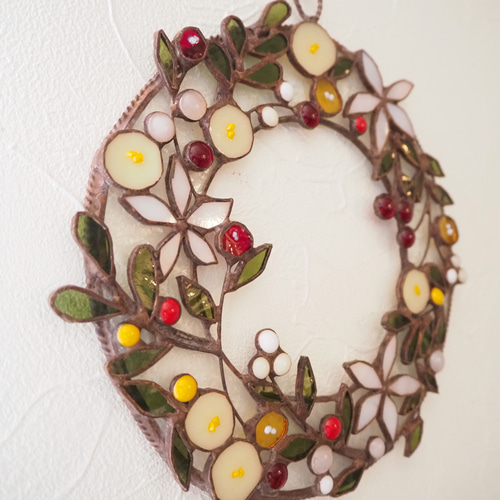 ステンドグラスのクリスマスリース リース Unit Glass Studio ステンドグラスのクリスマスリース リース Unit Glass Studio