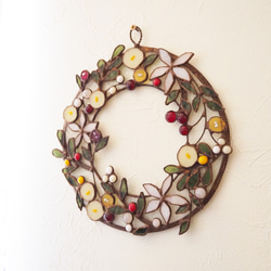 ステンドグラスのクリスマスリース 3枚目の画像