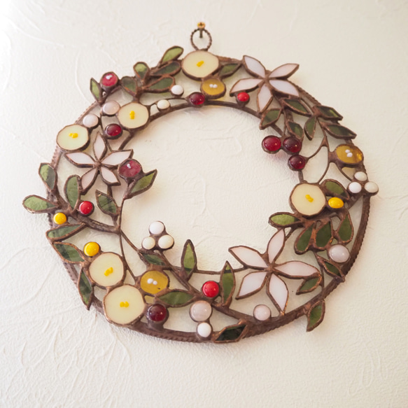 ステンドグラスのクリスマスリース 7枚目の画像