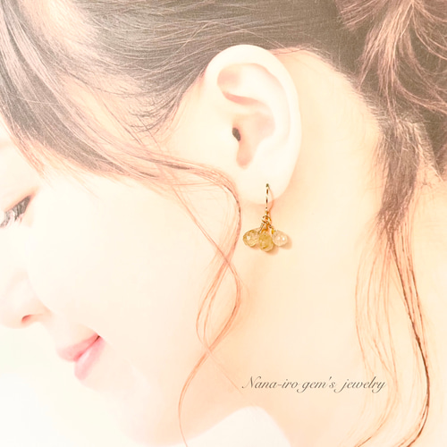 14kgf rutilequartz pierce ピアス（フック・チェーン） Nana-iro gem
