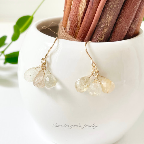 14kgf rutilequartz pierce ピアス（フック・チェーン） Nana-iro gem
