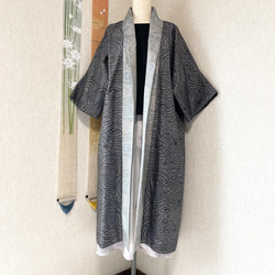 大島紬で作ったコート　朝まだき 1枚目の画像