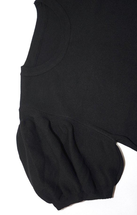 Basic Puffsleeve S/S Knit Tops (black) キャミソール ブラック 黒 カジュアル 7枚目の画像