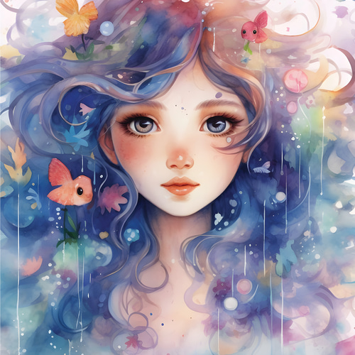 マーキュリー星の姫 キャンバス｜水彩画・おしゃれ・アート・メルヘン