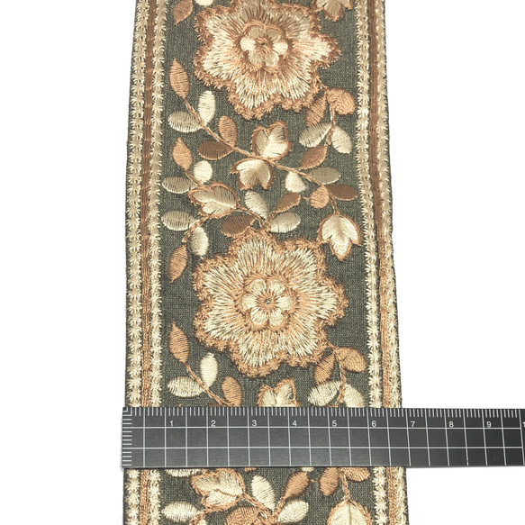 【50cm単位】グレーゴールド　 インド刺繍リボンハンドメイド材料　りぼん素材 3枚目の画像