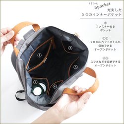 ⁑（送料無料）再入荷　Lサイズ　軽量　多ポケット リュック サック　クッション入ナイロン 革 　父の日　P18D 5枚目の画像