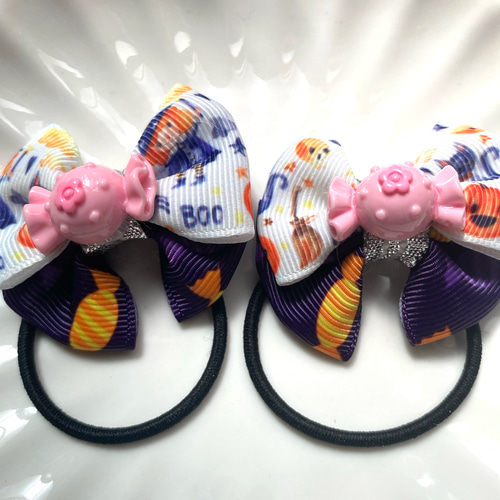 ハロウィン キャンディ 飴ちゃん キッズ ヘアゴム リボン ヘアゴム
