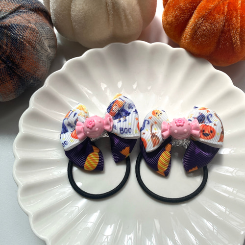 ハロウィン キャンディ 飴ちゃん キッズ ヘアゴム リボン ヘアゴム