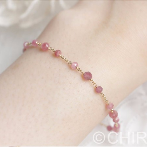ピンクトルマリンの ブレスレット ・/ 14kgf ブレスレット Lu＊Na + 