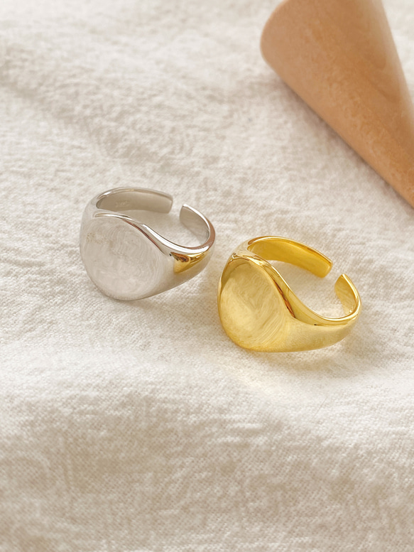 Missoma ラウンド シグネット リング シルバー Ring/送料関税込 ラウンドシグネットリング シルバー925 オープンリング ゴールド