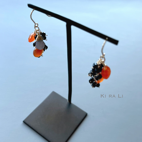 14KGF カーネリアンとスピネルのピアス（イヤリング） ピアス
